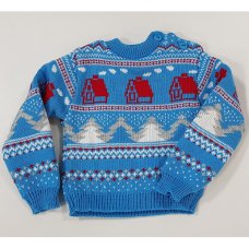 K3599: Baby Christmas Blue Fairisle Jumper (1-2 Years)